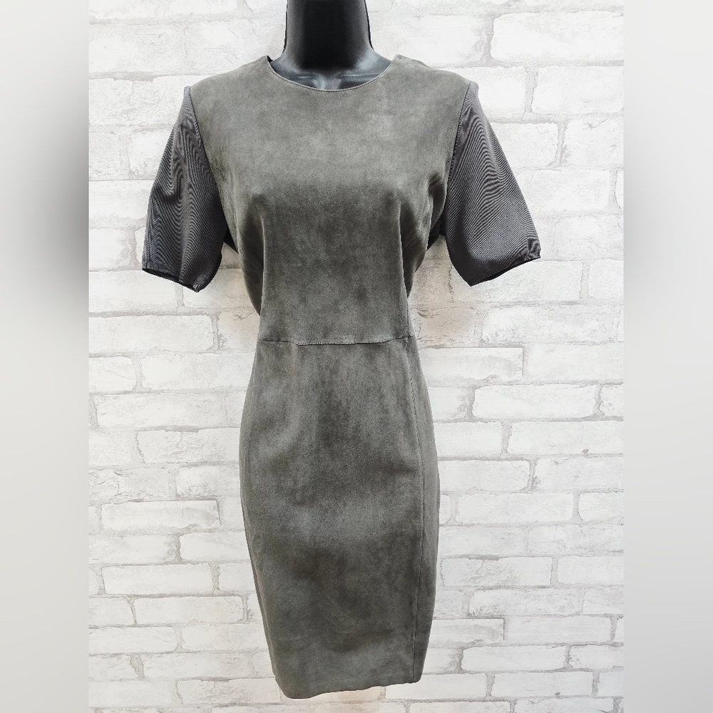 Elie Tahari Emily‎ Dress – Lamb Suede Front / Stretch Knit Back